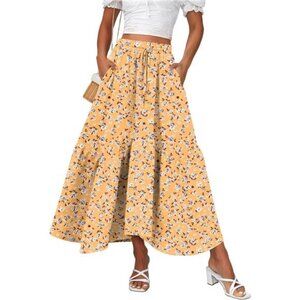 Long Skirts for Women High Waist A Line Skirt Casual Flowy Tiered Skirt